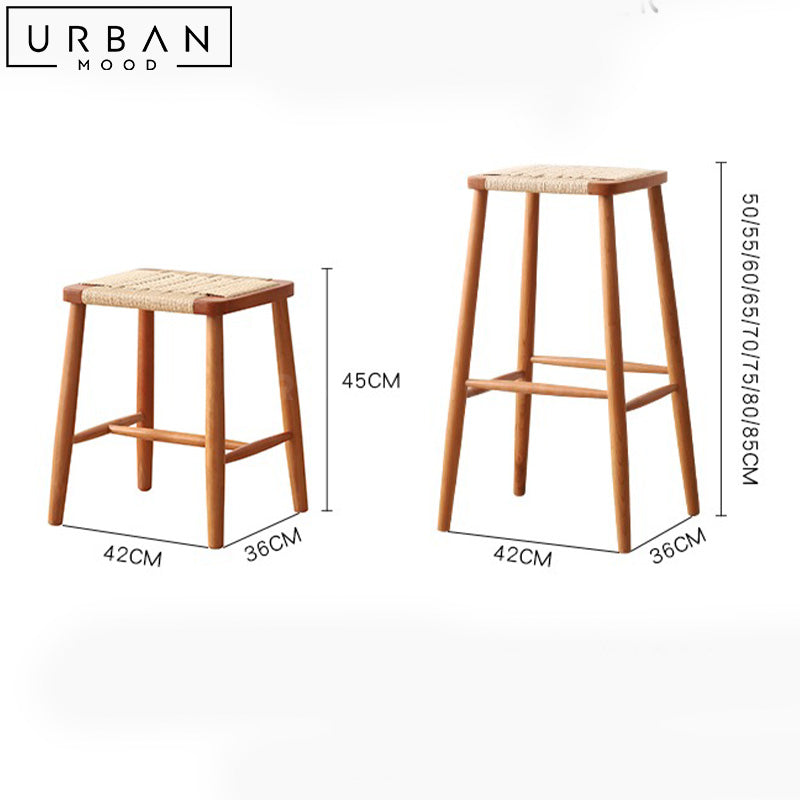 GIANE Japandi Solid Wood Bar Stool