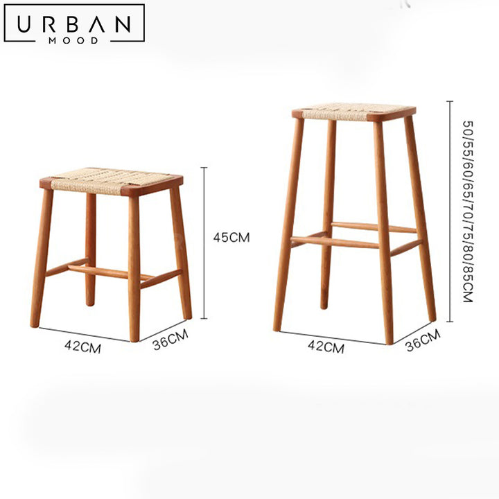 GIANE Japandi Solid Wood Bar Stool