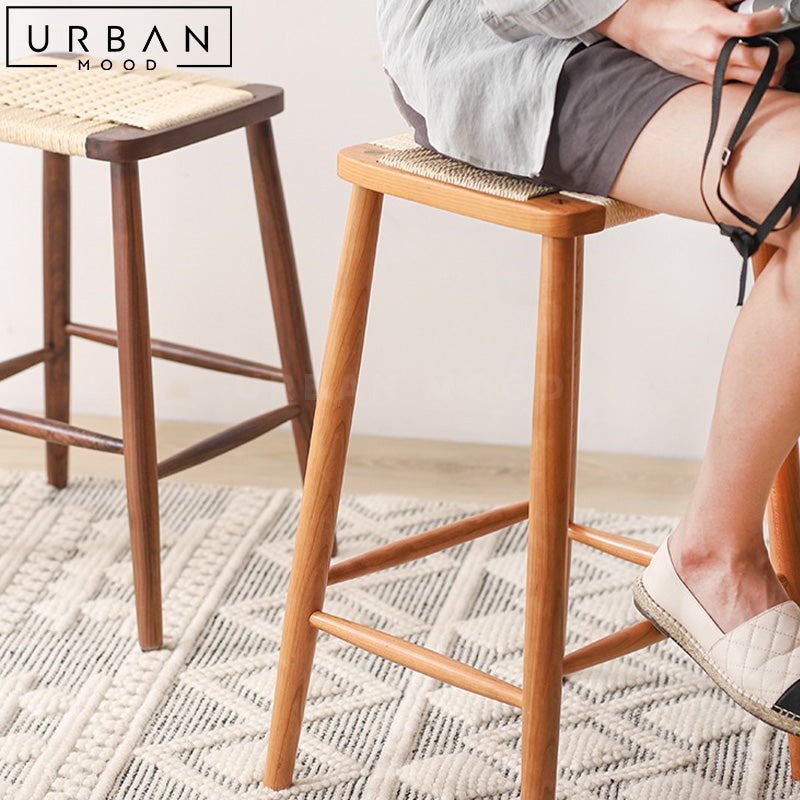 GIANE Japandi Solid Wood Bar Stool