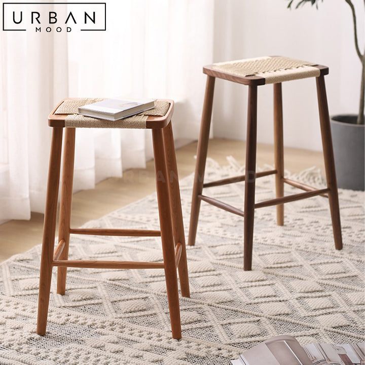 GIANE Japandi Solid Wood Bar Stool