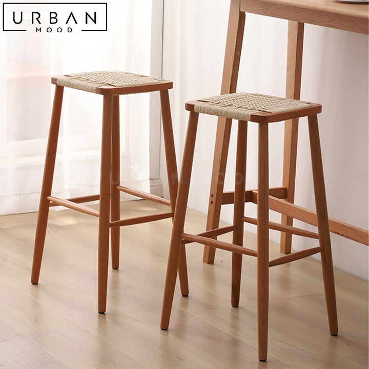 GIANE Japandi Solid Wood Bar Stool