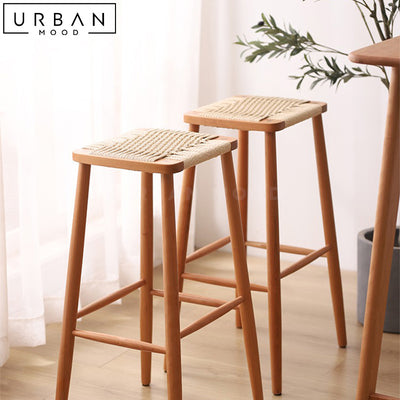 GIANE Japandi Solid Wood Bar Stool