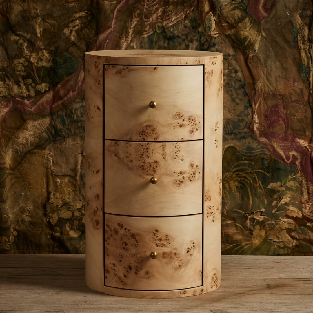 GILMORE Mappa Burl Bedside Table - Urban Mood Singapore