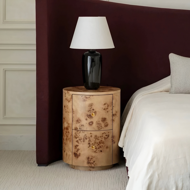 GILMORE Mappa Burl Bedside Table - Urban Mood Singapore
