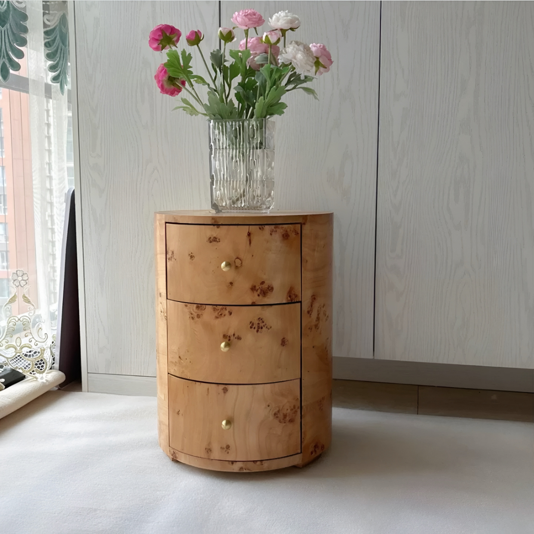 GILMORE Mappa Burl Bedside Table - Urban Mood Singapore