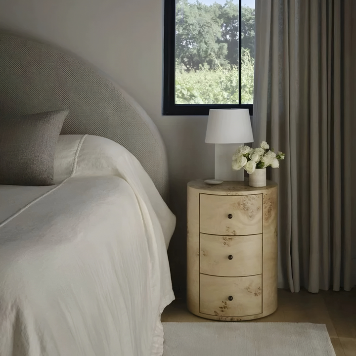 GILMORE Mappa Burl Bedside Table - Urban Mood Singapore