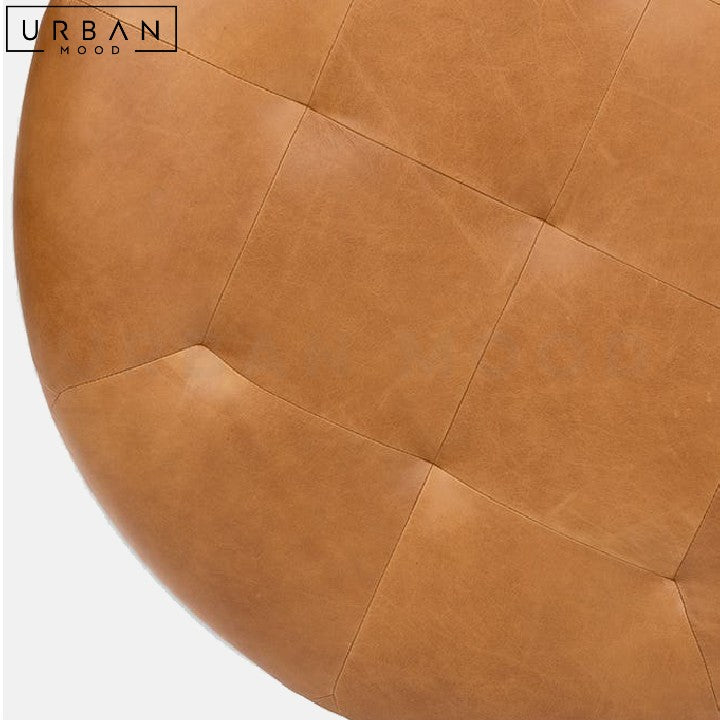 GIRALD Modern Round Leather Ottoman