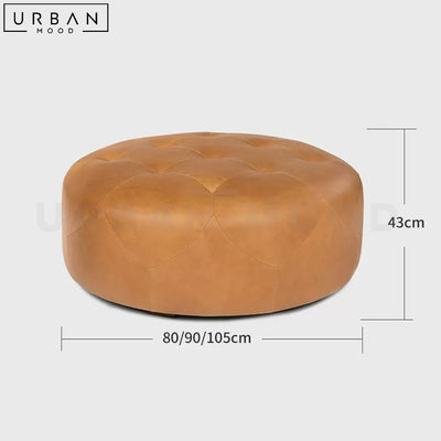 GIRALD Modern Round Leather Ottoman