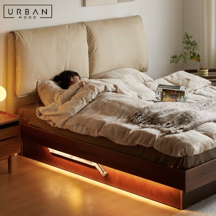 GLESTON Modern Solid Wood Storage Bedframe