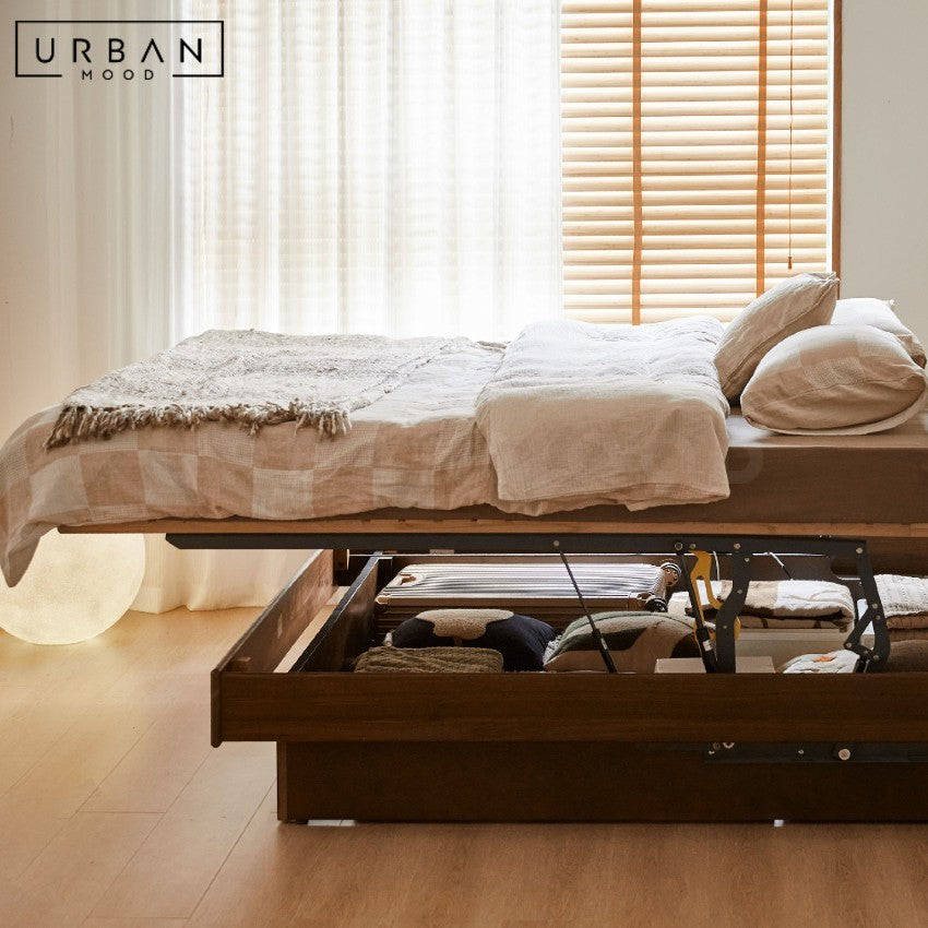 GLESTON Modern Solid Wood Storage Bedframe
