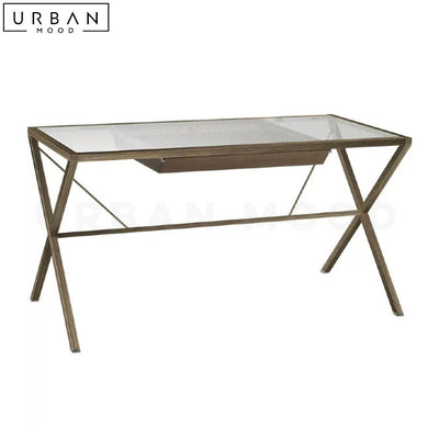 GRACIE Industrial Glass Study Table