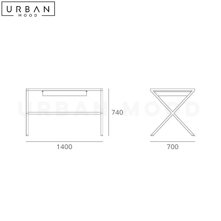 GRACIE Industrial Glass Study Table