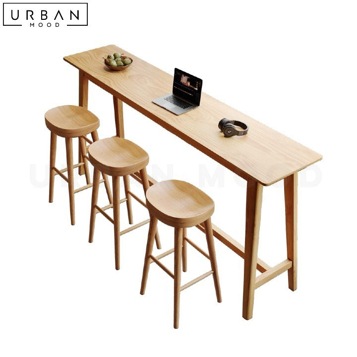 GRAMA Scandinavian Solid Wood Bar Table