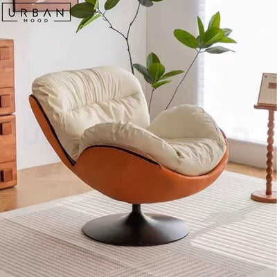 GREGOR Modern Leather Swivel Lounge Chair