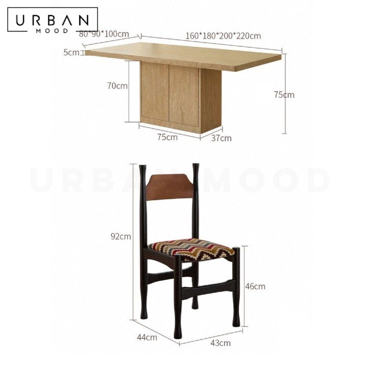GUZMAN Modern Travertine Storage Dining Table