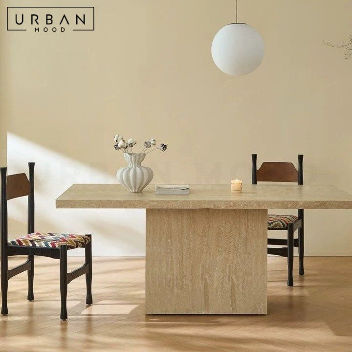 GUZMAN Modern Travertine Storage Dining Table