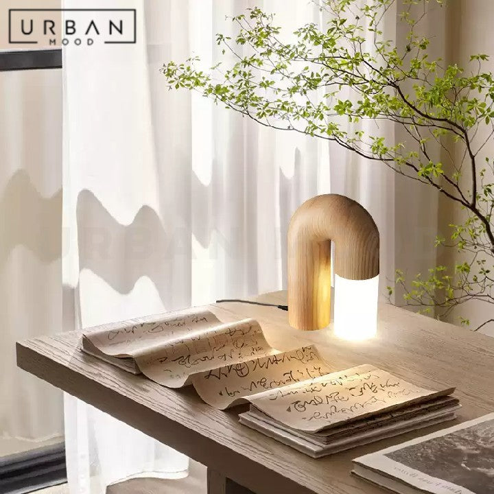 LILU Japandi Solid Wood Table Lamp