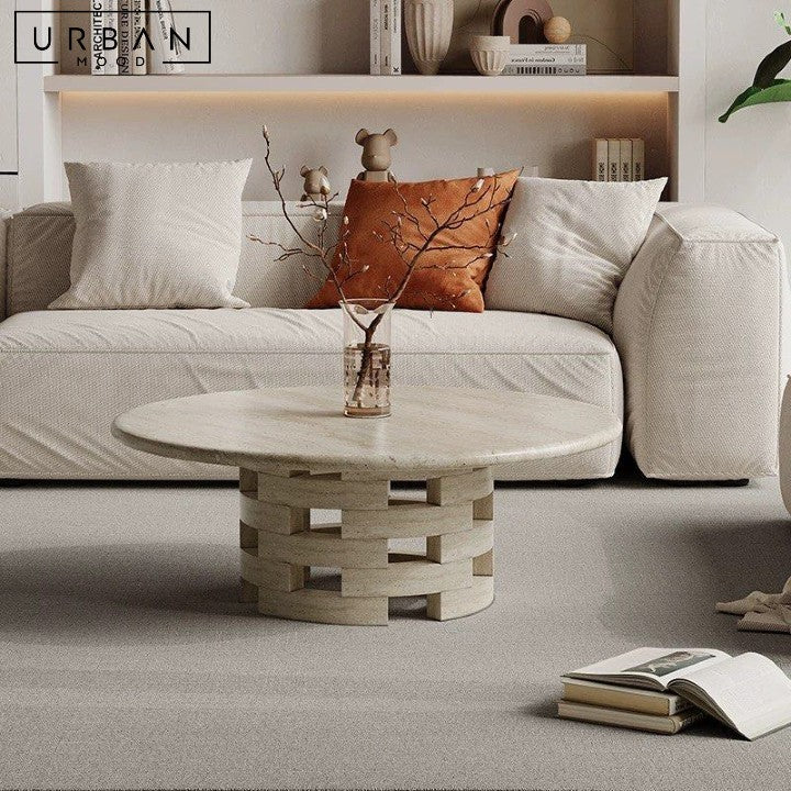 HANUS Wabi Sabi Round Travertine Coffee Table