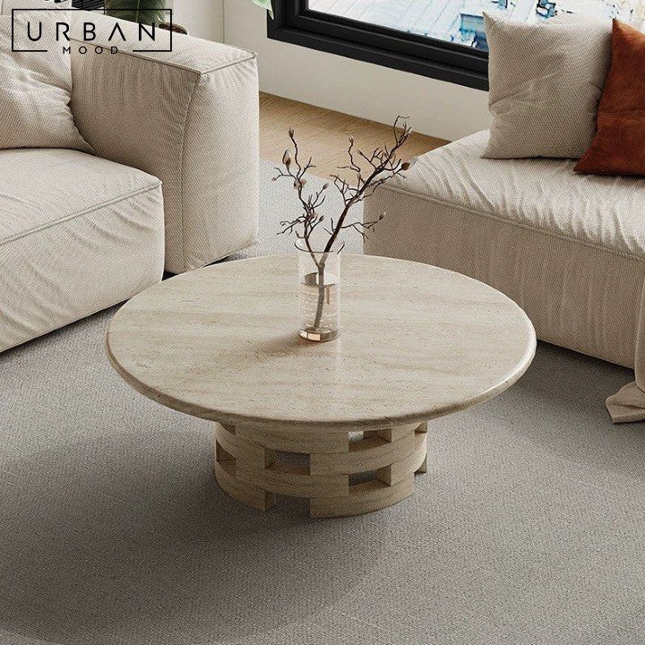 HANUS Wabi Sabi Round Travertine Coffee Table