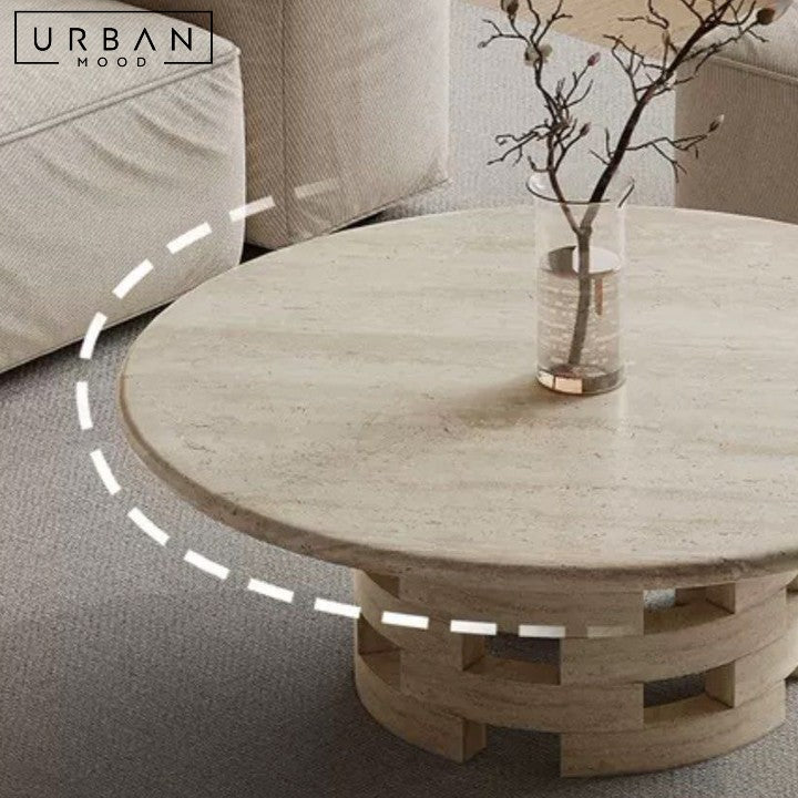 HANUS Wabi Sabi Round Travertine Coffee Table