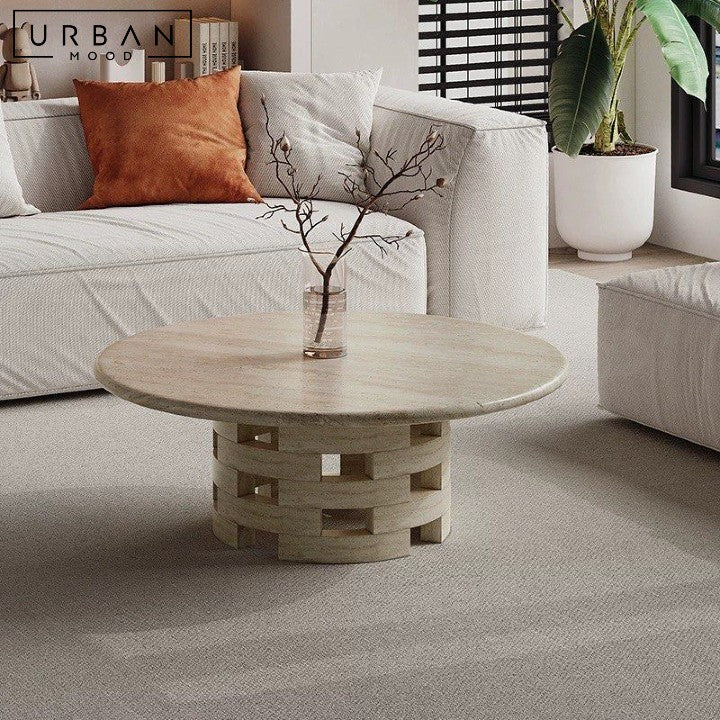 HANUS Wabi Sabi Round Travertine Coffee Table