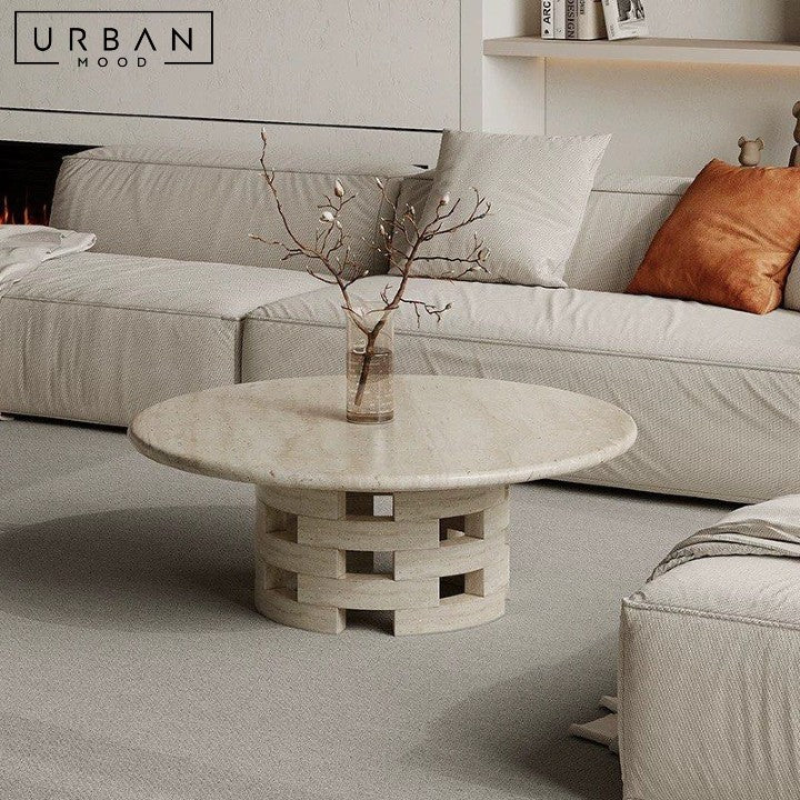 HANUS Wabi Sabi Round Travertine Coffee Table