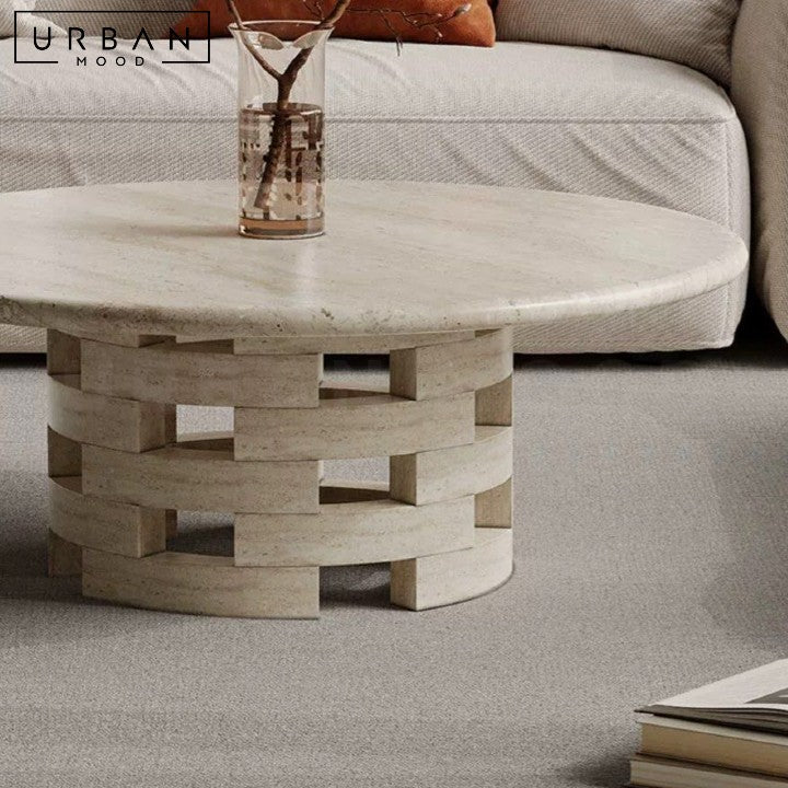 HANUS Wabi Sabi Round Travertine Coffee Table