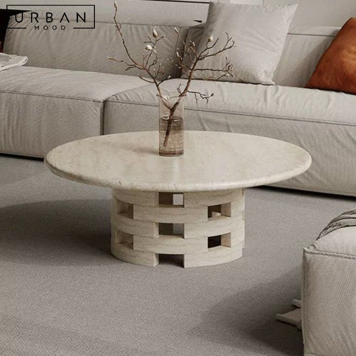 HANUS Wabi Sabi Round Travertine Coffee Table