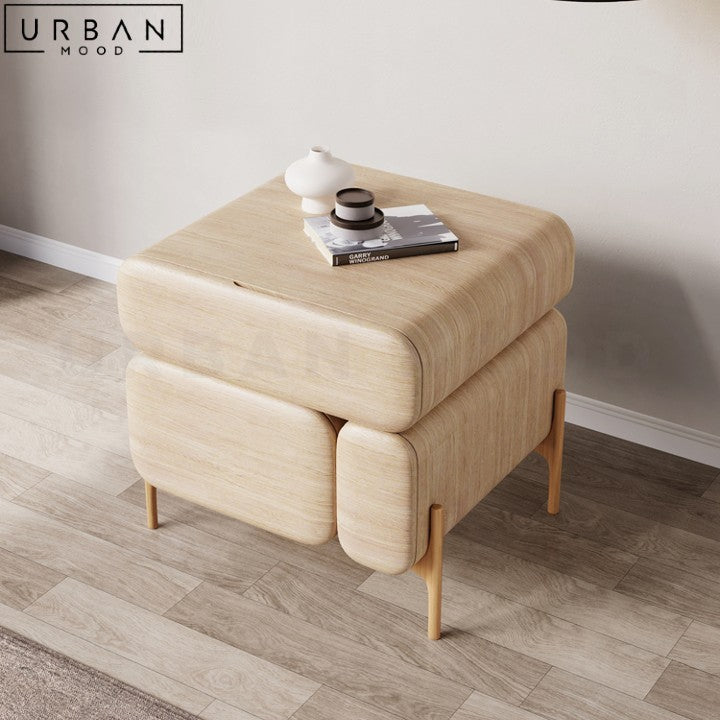 HARUKI Modern Solid Wood Bedside Table