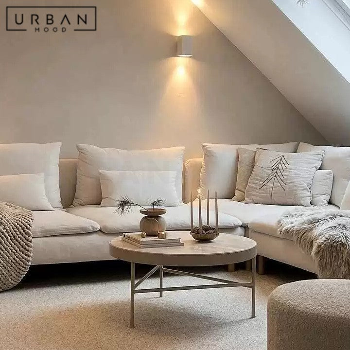 HECKE Modern Round Travertine Coffee Table