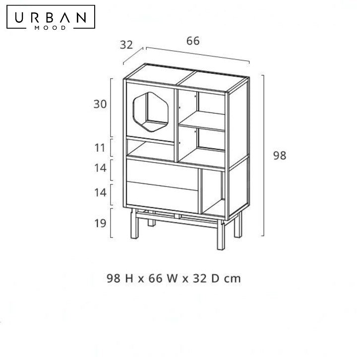 HENNA Scandinavian Solid Wood Display Cabinet