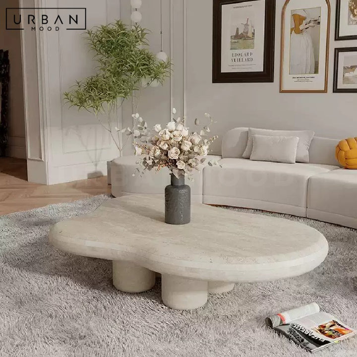 HERBSY Modern Travertine Coffee Table