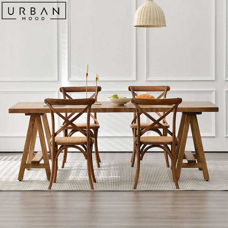 HOBSON Rustic Solid Wood Dining Table