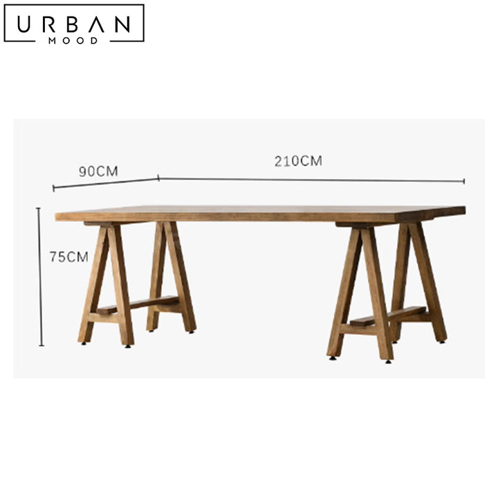 HOBSON Rustic Solid Wood Dining Table