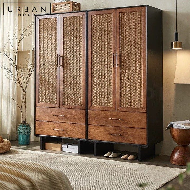 HOLM Rustic Rattan Wardrobe