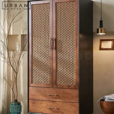 HOLM Rustic Rattan Wardrobe