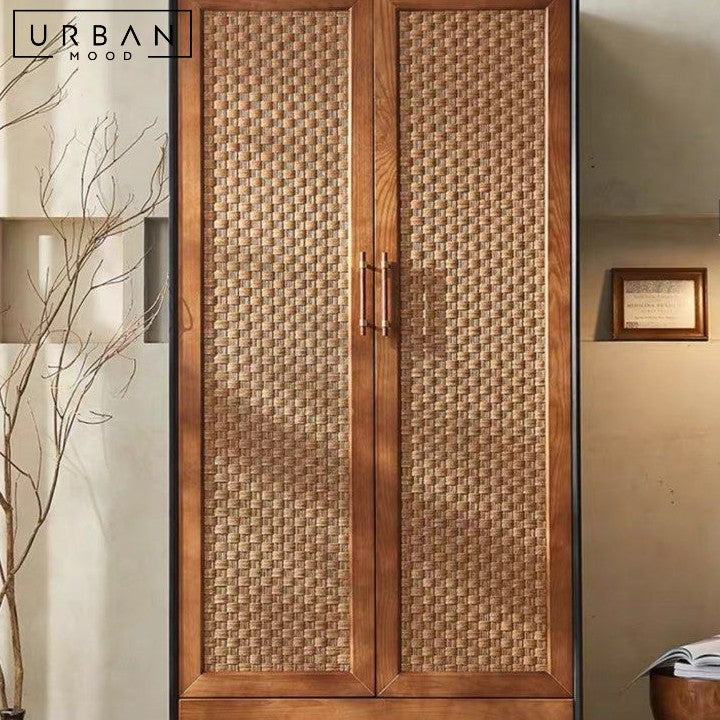 HOLM Rustic Rattan Wardrobe