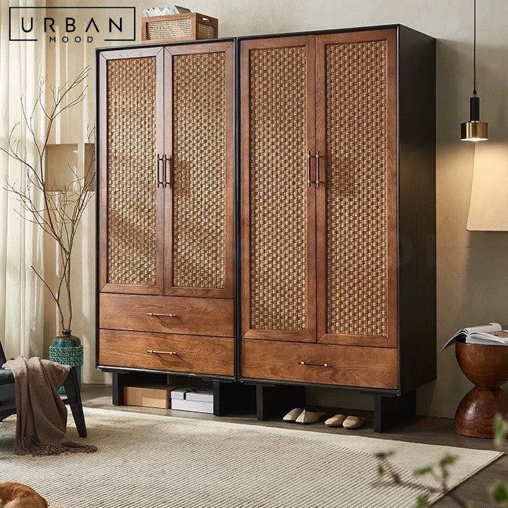 HOLM Rustic Rattan Wardrobe