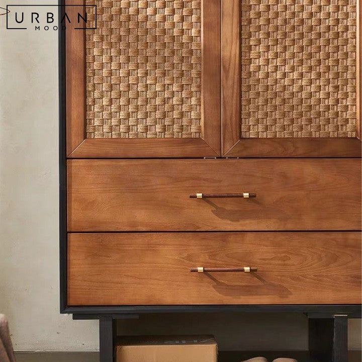 HOLM Rustic Rattan Wardrobe