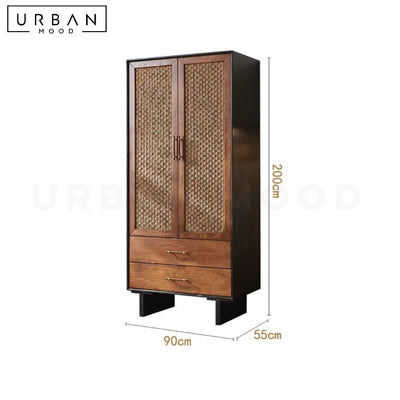 HOLM Rustic Rattan Wardrobe