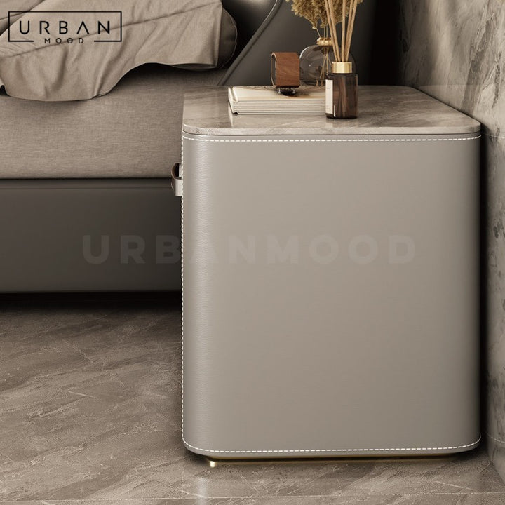 HOLZER Modern Leather Bedside Table