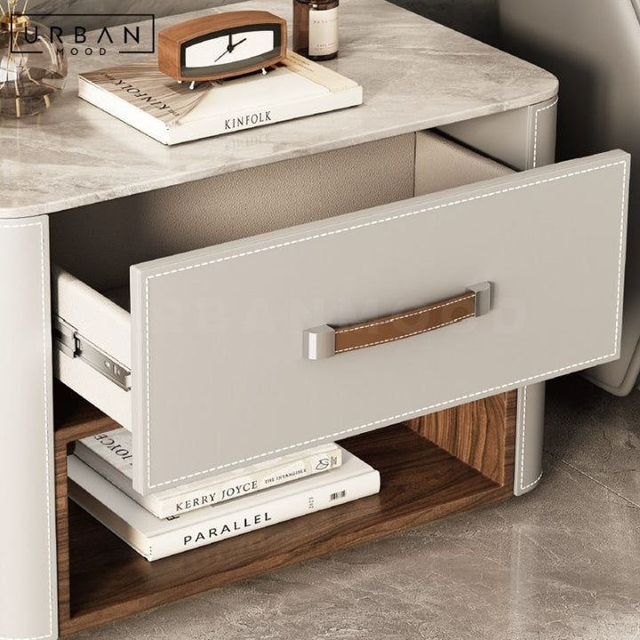 HOLZER Modern Leather Bedside Table