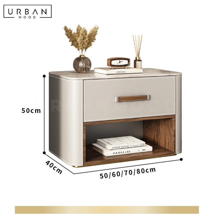 HOLZER Modern Leather Bedside Table