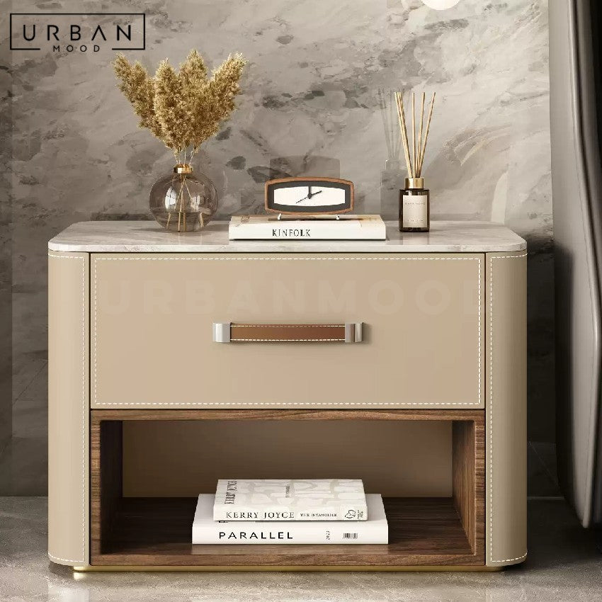 HOLZER Modern Leather Bedside Table
