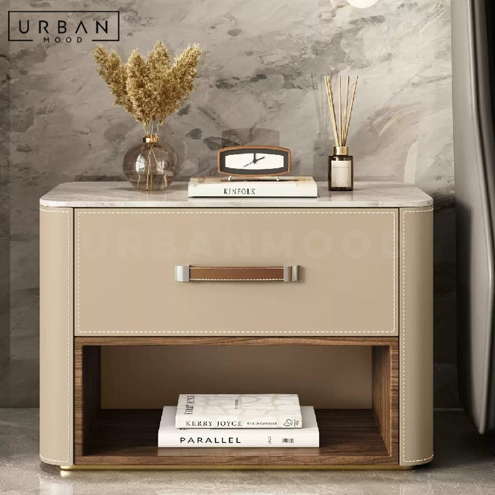 HOLZER Modern Leather Bedside Table