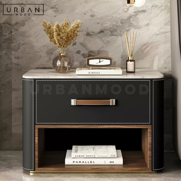 HOLZER Modern Leather Bedside Table