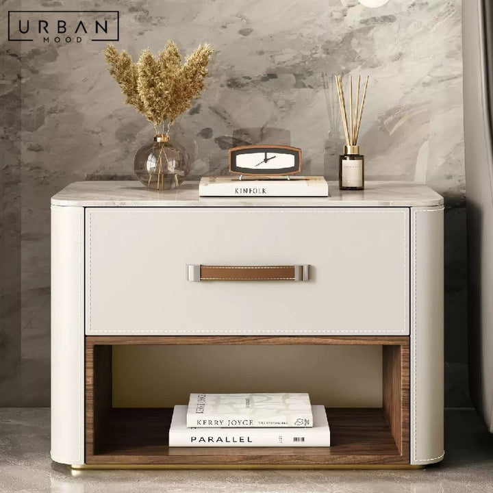 HOLZER Modern Leather Bedside Table
