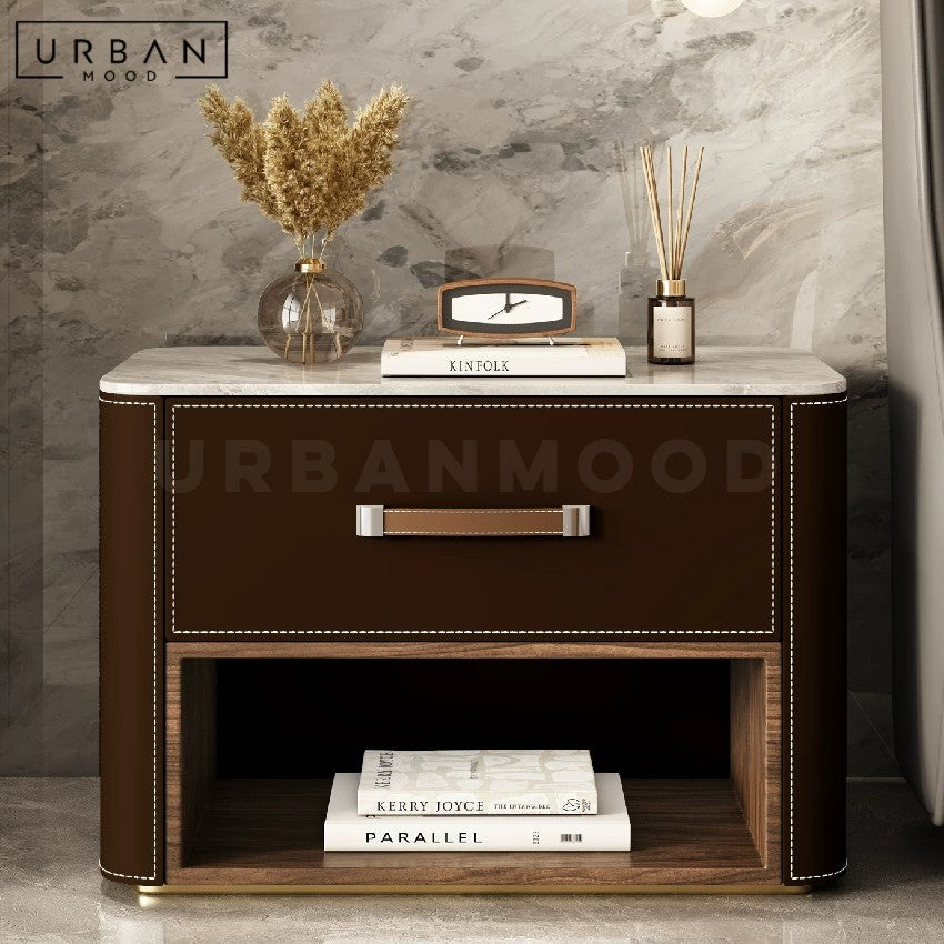 HOLZER Modern Leather Bedside Table