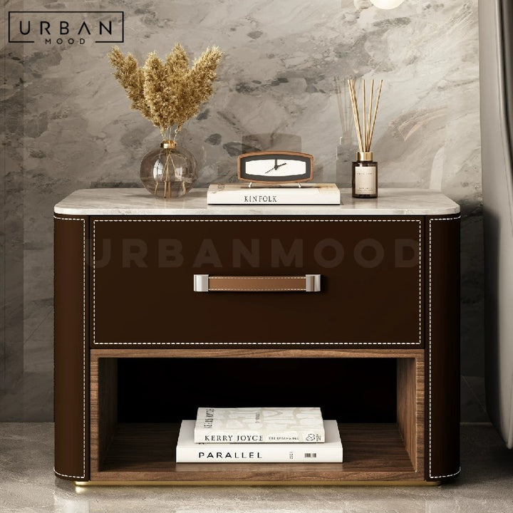 HOLZER Modern Leather Bedside Table
