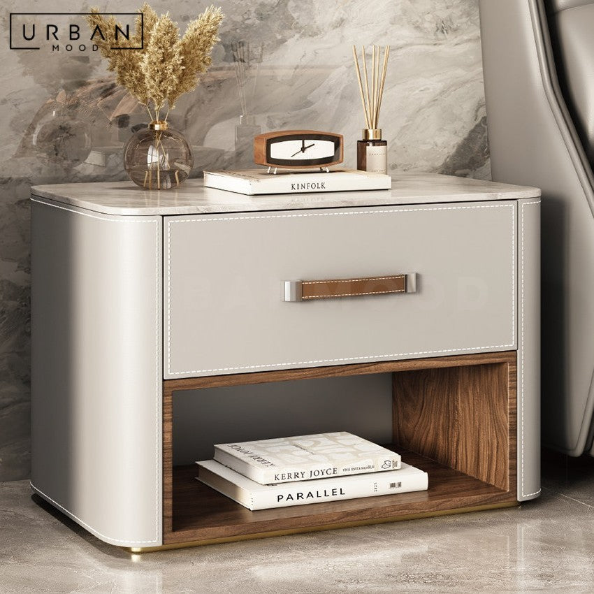 HOLZER Modern Leather Bedside Table